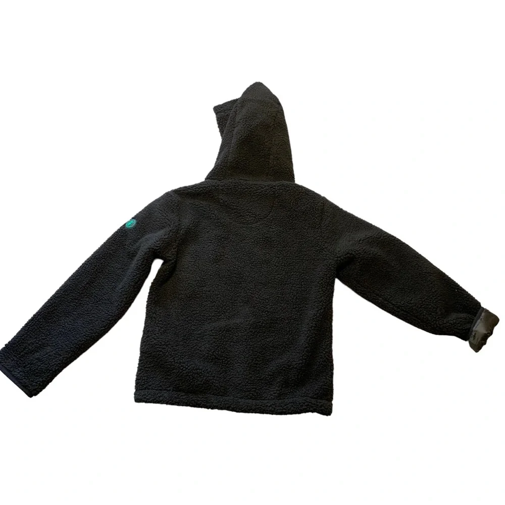 Save The Duck Derik Kids Unisex Recycled Teddy Jacket Black Hooded Size 12 NWT